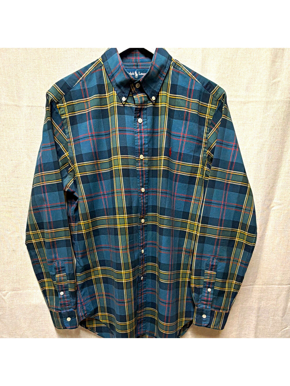 Ralph Lauren Classic Fit Mens Blue Plaid Shirt M